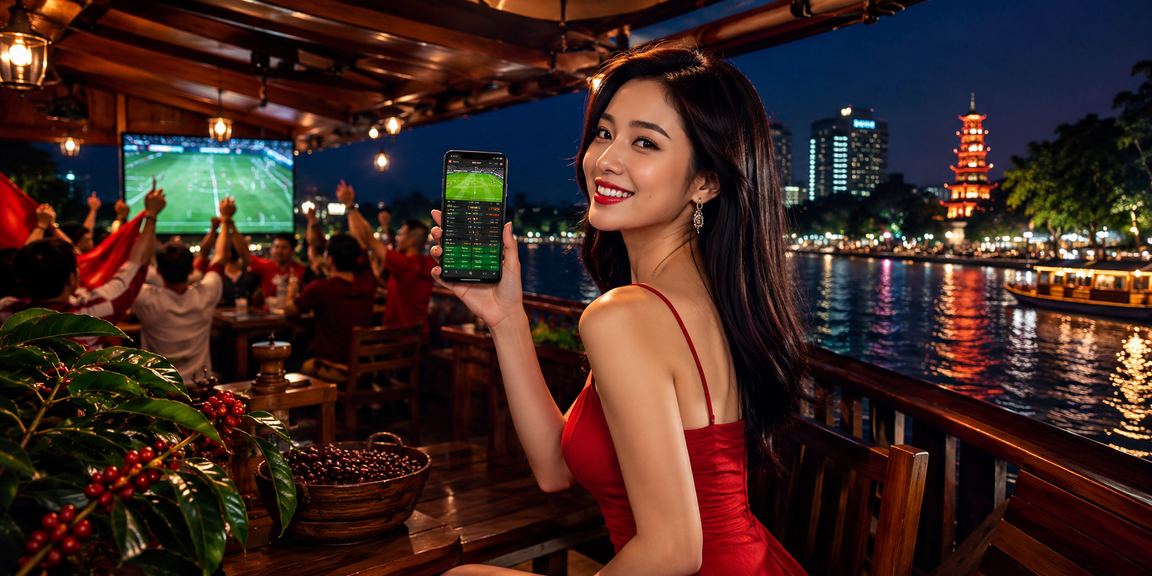 Người dùng Hà Nội thực hiện nạp tiền qua điện thoại tại quán cà phê buổi sáng